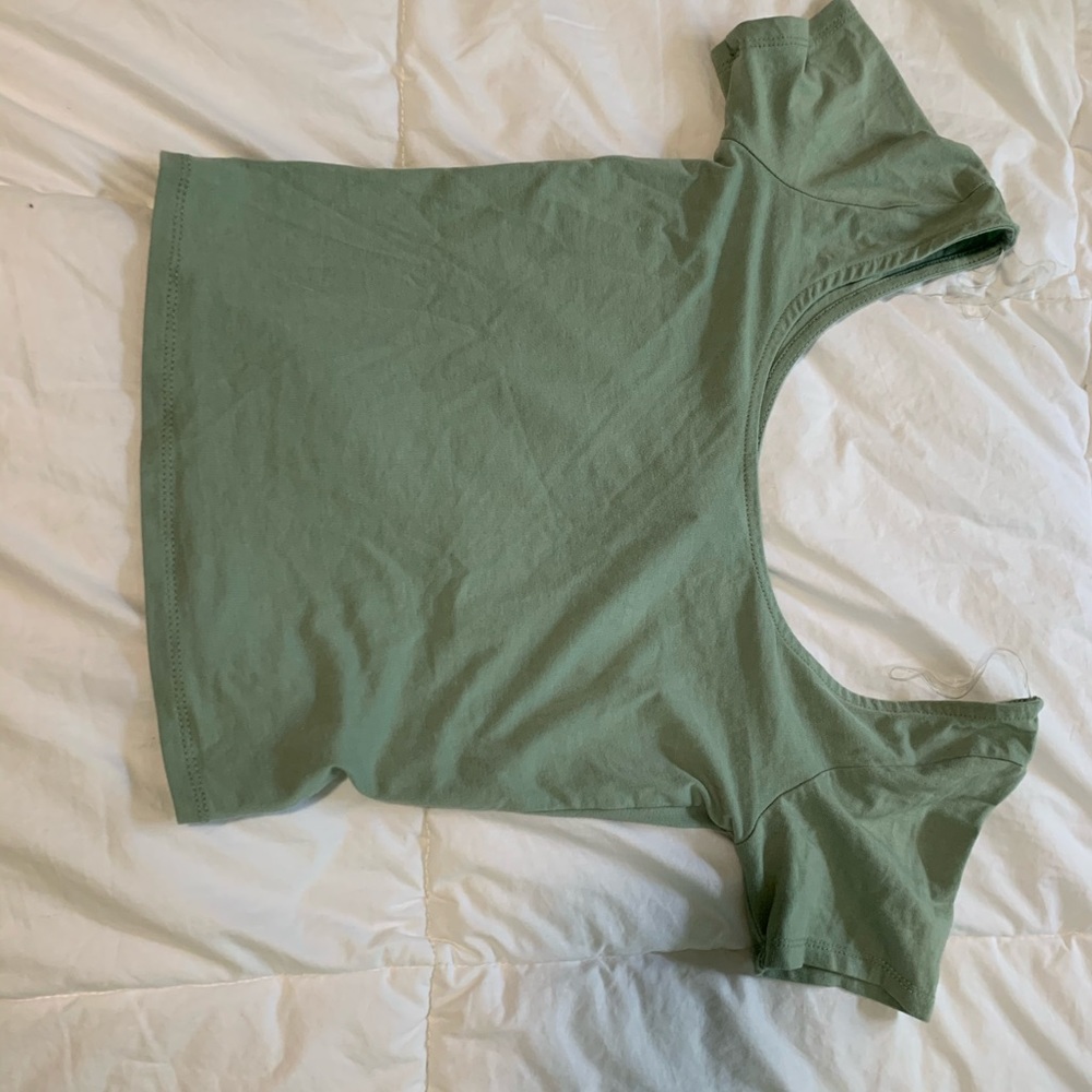 Green scoop neck shirt
